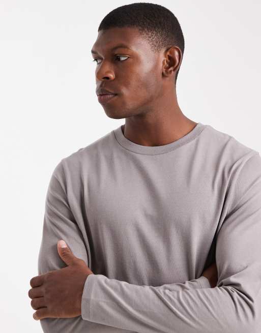 Camiseta color piedra básica de manga larga y corte estándar Essentials de ASOS DESIGN, 3 de 5