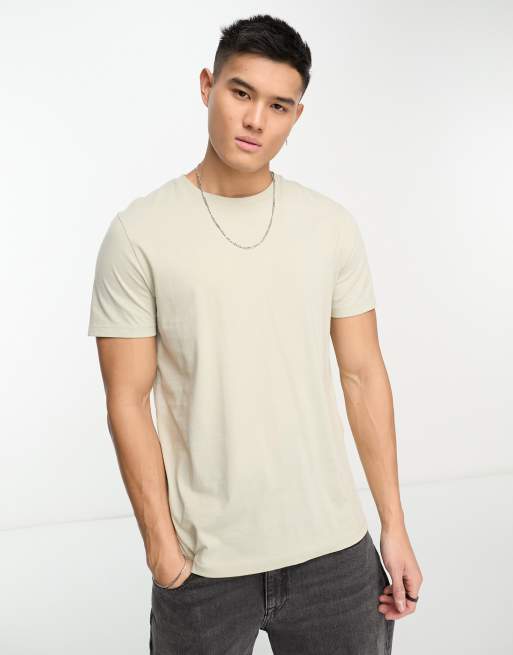 Camiseta color piedra con cuello redondo de ASOS DESIGN 