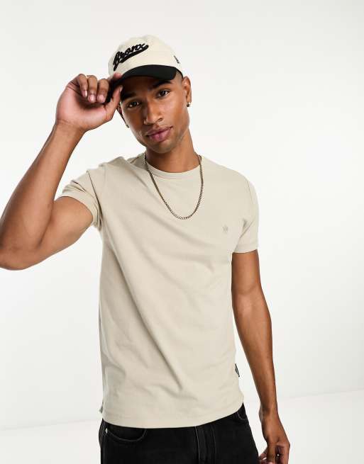 Camiseta color piedra con cuello redondo de French Connection
