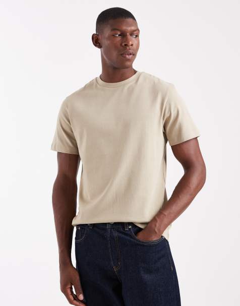 Camiseta color piedra con cuello redondo de tejido grueso de ASOS DESIGN - view 1