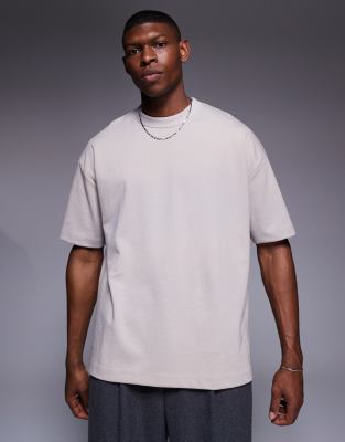 Camiseta color piedra de corte cuadrado extragrande de tejido suave de ASOS DESIGN