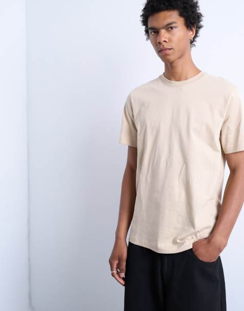 Camiseta color piedra de corte estándar de Topman - view 1