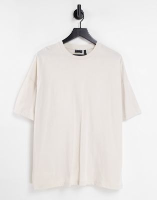 Camiseta color piedra extragrande con cuello redondo de ASOS DESIGN - STONE