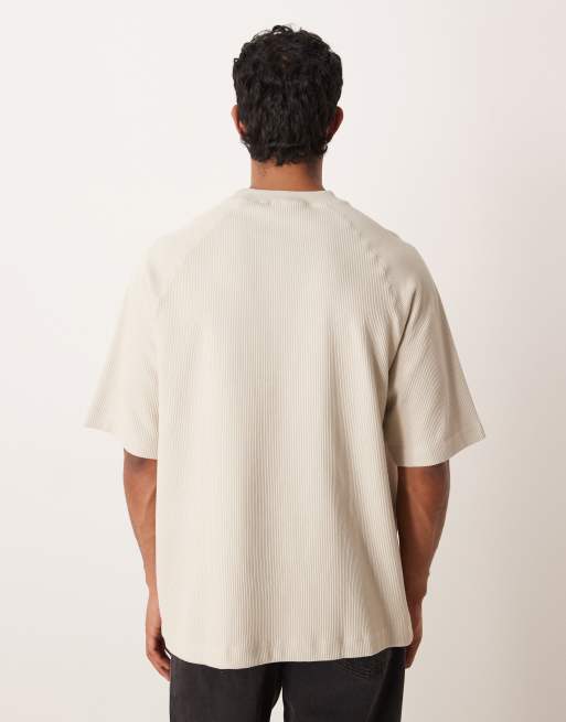 Camiseta color piedra extragrande con mangas raglán de canalé texturizado premium de ASOS DESIGN, 2 de 5