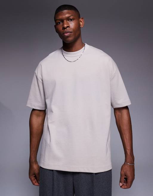 Camiseta color piedra extragrande de tejido suave de ASOS DESIGN