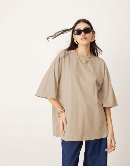 Camiseta color piedra extragrande premium de ASOS EDITION