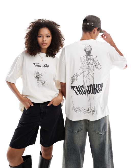 Camiseta color piedra unisex extragrande con estampado con licencia de dibujo de 