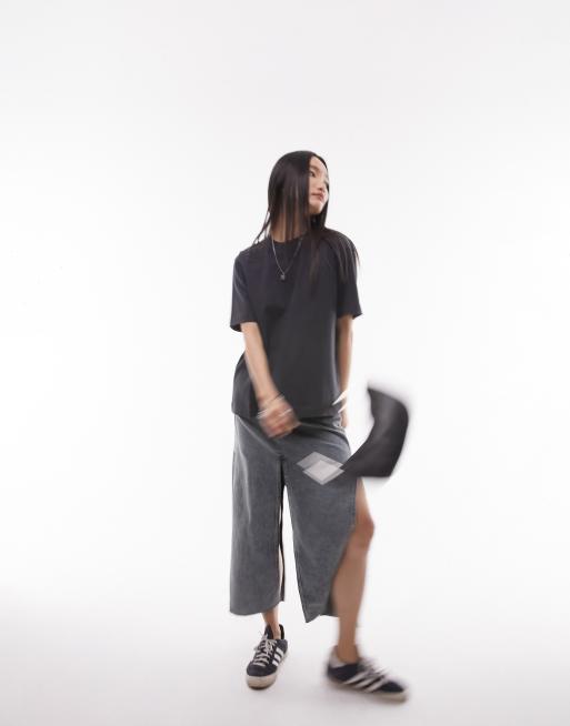 Camiseta color pizarra de manga corta básica premium de Topshop