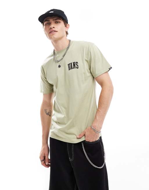 Camiseta color tostado claro de manga corta con logo pequeño de estilo universitario de Vans