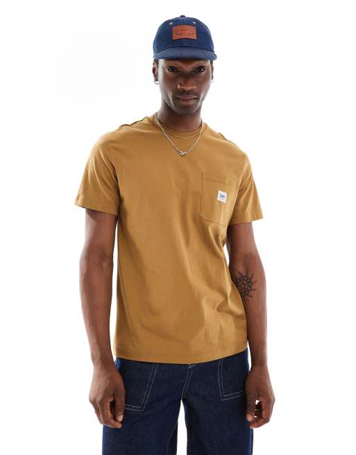Camiseta color tostado holgada de estilo worker con logo en el bolsillo de Lee