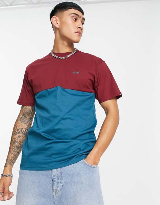 Camiseta colour block en burdeos/azul de Vans