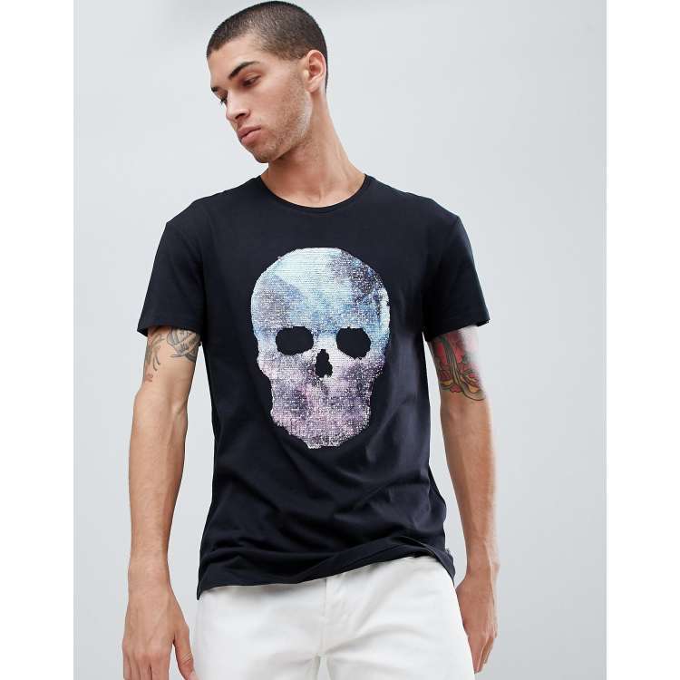 Acdc Camisetas Mujer Top Negro Con Estampado De Calavera Black