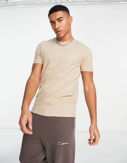 Camiseta con cuello redondo en beis de ASOS DESIGN 