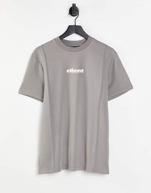 Camiseta con detalle de jaretas y estampado en la parte delantera de tejido de buceo de ASOS DESIGN 