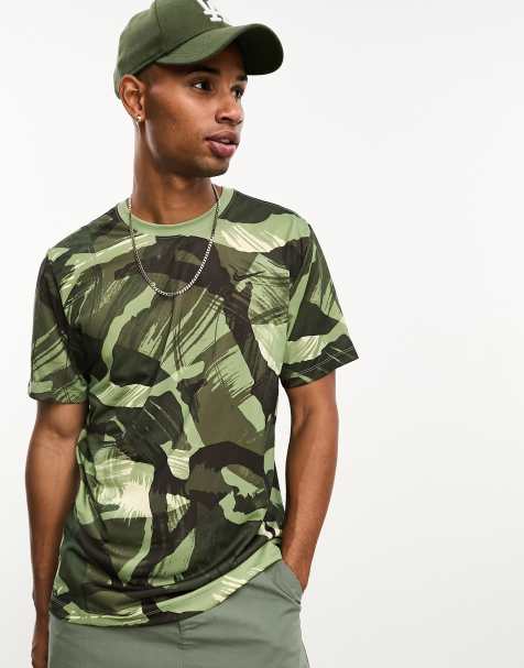 Playera Deportiva Hombre Estampado Camuflaje Azul - TFIT 102