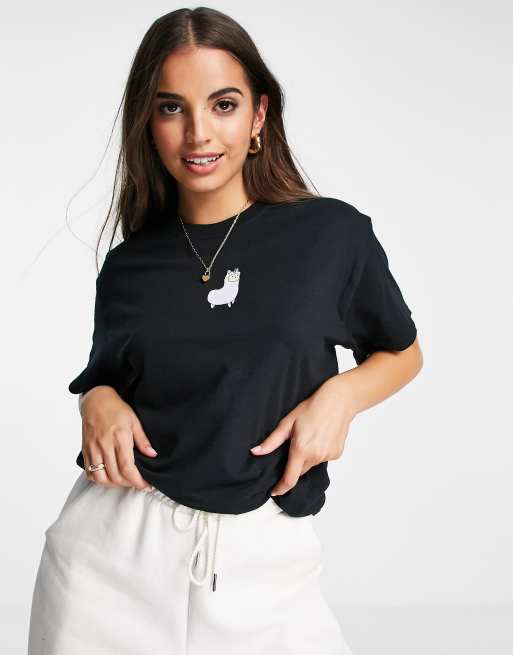 Camiseta con estampado gráfico de llama unicornio de Heartbreak