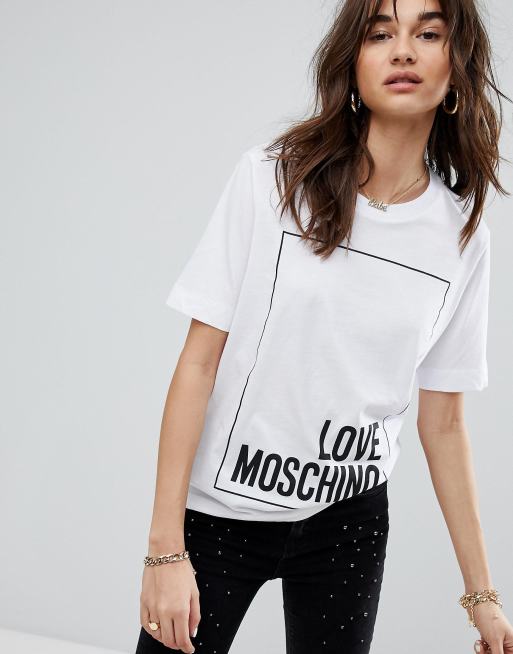 Camiseta con logo cuadrado de Love Moschino