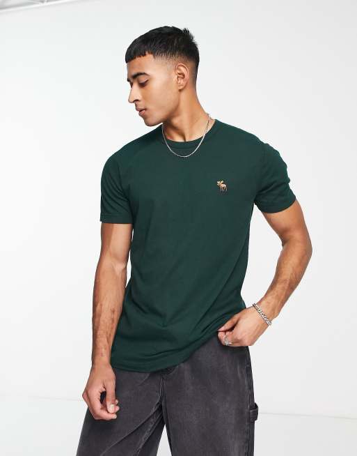 Camiseta con logo de icono en verde oscuro de Abercrombie & Fitch