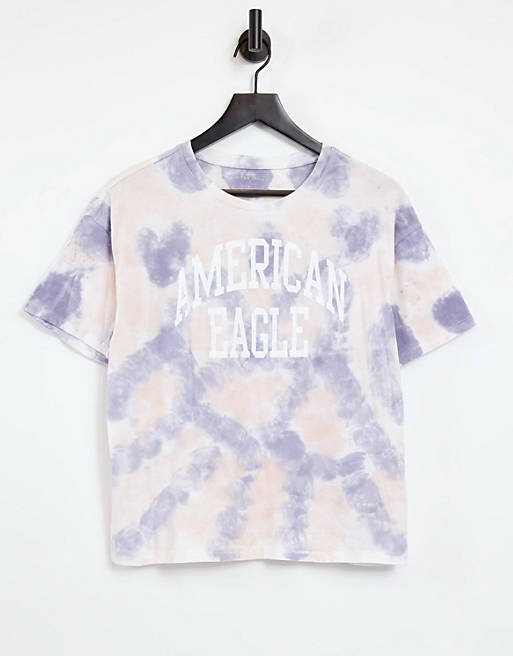 Camiseta con logo y diseño teñido anudado de American Eagle