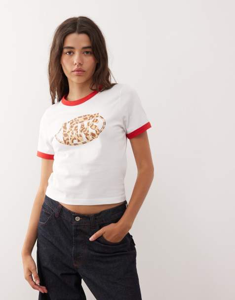 Camiseta con ribetes rojo velocidad y logo ovalado de leopardo de Vans - view 1