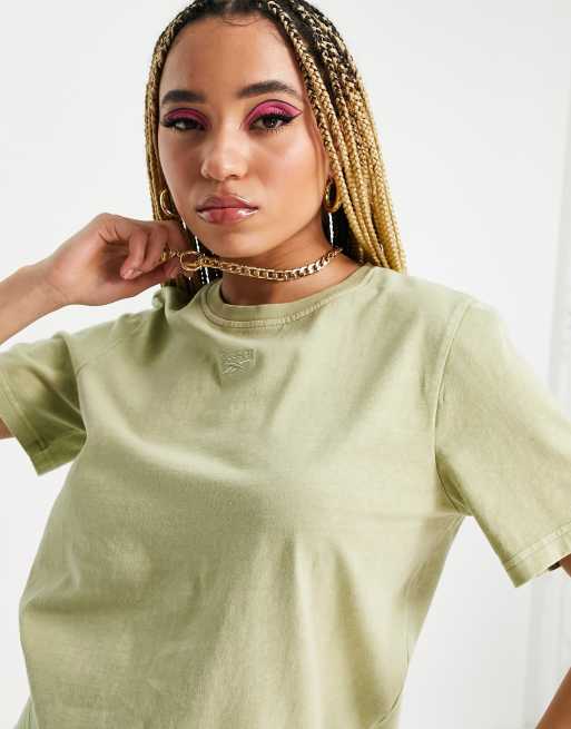 Camiseta con tintado natural verde armónico y logo en el centro de Reebok, 3 de 4