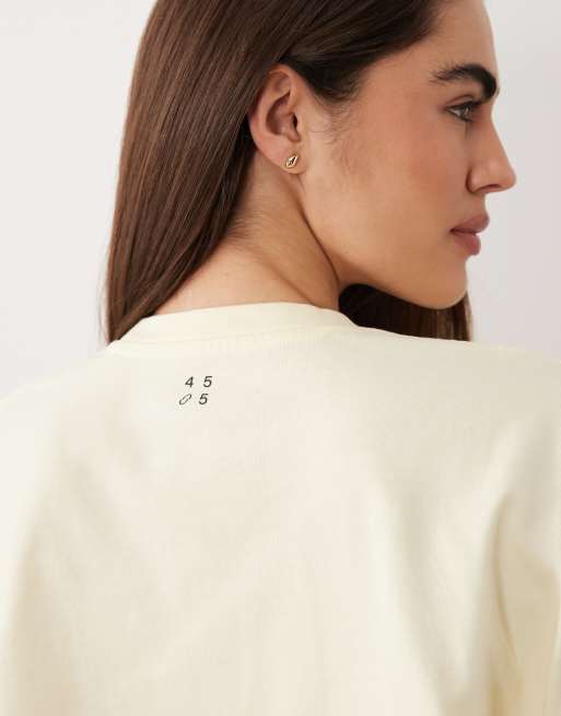 Camiseta corta amarillo limón lavado de tejido grueso de algodón con acabado de secado rápido Icon de 4505, 2 de 4