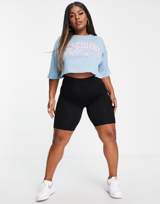 Camiseta corta azul con estampado gráfico "Raquet Valley Club" de Missguided Plus, 4 de 4