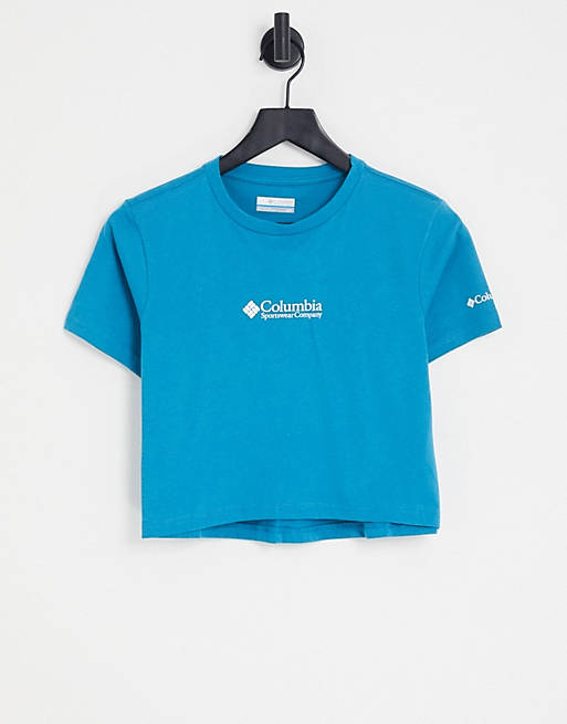 Mujer Tops | Camiseta corta azul con logo CSC Basic de Columbia - RW81268