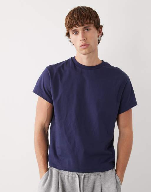 Camiseta corta azul marino de corte cuadrado slim de Reclaimed Vintage