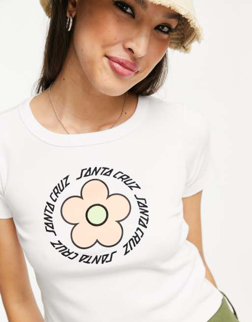 Camiseta corta blanca con dise o de margaritas de Santa Cruz ASOS