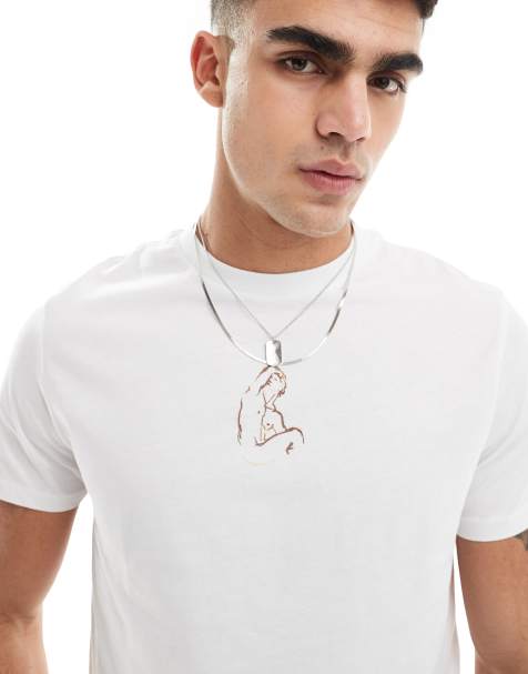 Camiseta corta blanca con estampado lineal de estatua de ASOS DESIGN - view 1