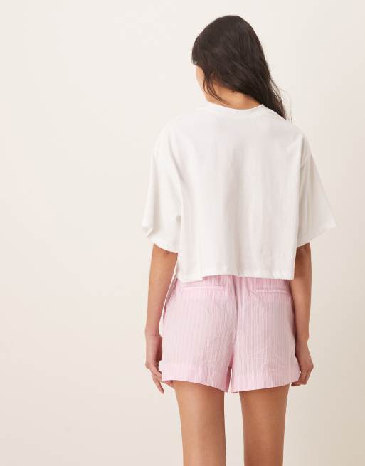 Camiseta corta blanca de corte cuadrado con estampado gráfico tropical de ASOS DESIGN, 3 de 4