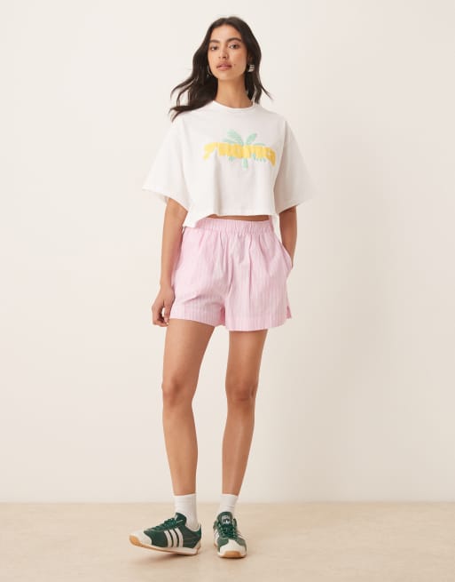 Camiseta corta blanca de corte cuadrado con estampado gráfico tropical de ASOS DESIGN, 4 de 4