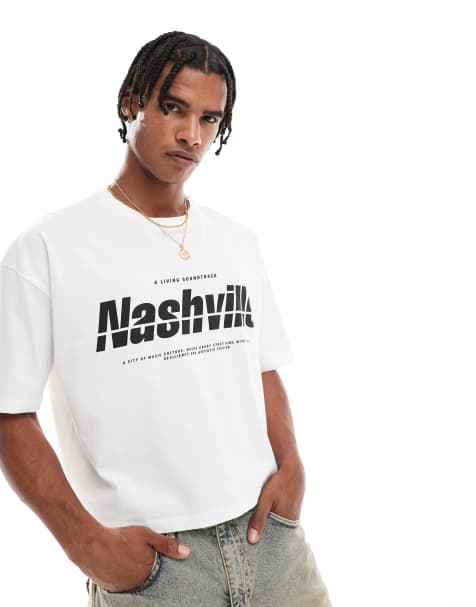Camiseta corta blanca extragrande con estampado gráfico de nombre de ciudad de ASOS DESIGN - view 1