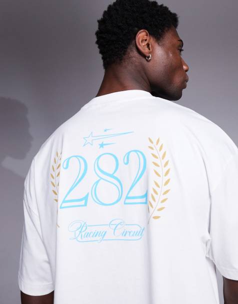 Camiseta corta blanca extragrande con estampado gráfico deportivo de ASOS DESIGN - view 1