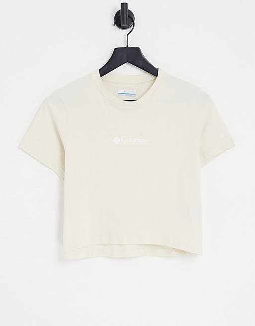 Mujer Tops | Camiseta corta color crema con logo CSC Basic de Columbia - UI16710