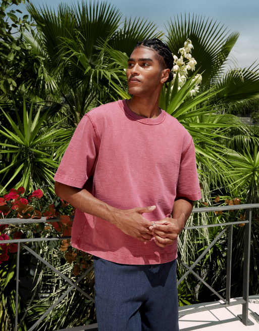 Camiseta corta color óxido de tejido grueso flameado de Abercrombie & Fitch