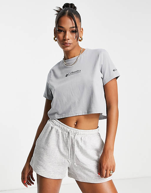 Mujer Tops | Camiseta corta gris con logo CSC Basic de Columbia - FT50649