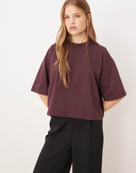 Camiseta corta marrón chocolate de corte cuadrado de ASOS DESIGN - view 1