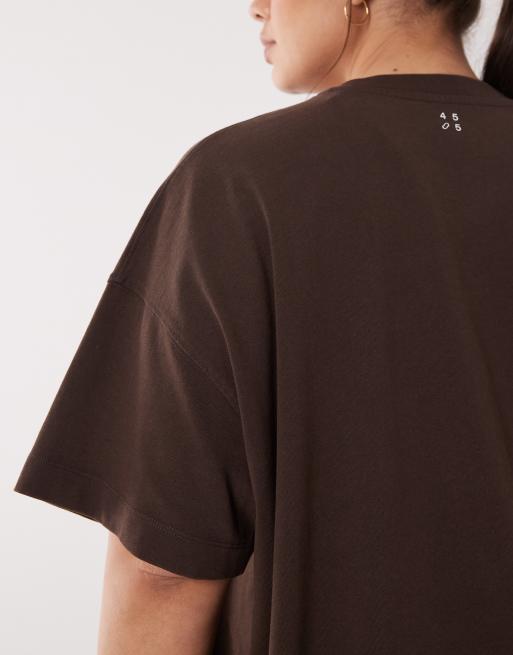 Camiseta corta marrón expreso lavado de tejido grueso de secado rápido de algodón Icon de 4505 Curve, 4 de 4