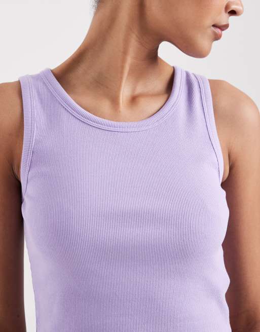 Camiseta corta morado claro sin mangas de canalé Fallon de JJXX, 3 de 4