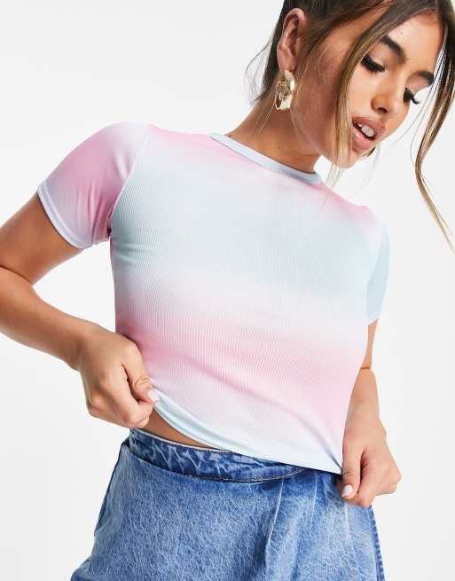 Camiseta corta multicolor con diseño pastel tie dye de I Saw It First