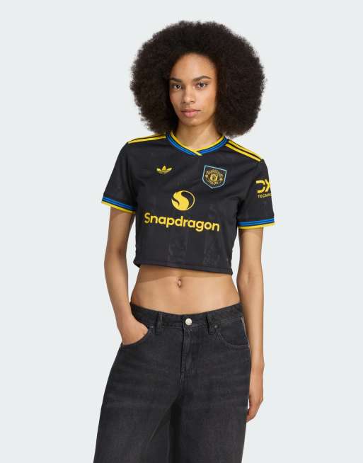 Camiseta corta negra con diseño de la tercera equipación del Manchester United de la temporada 25/26 de adidas Performance