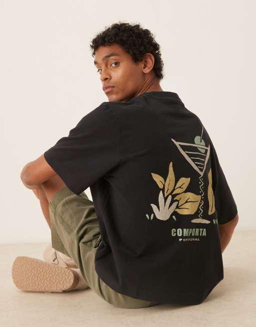 Camiseta corta negra con estampado de ciudad en la espalda de Abercrombie & Fitch