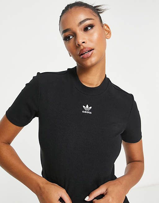 Camiseta negra de canalé de adidas Originals Essentials | ASOS