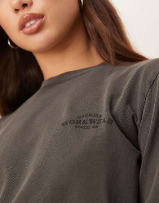 Camiseta corta negro lavado de manga larga Christiana de Dickies, 3 de 4