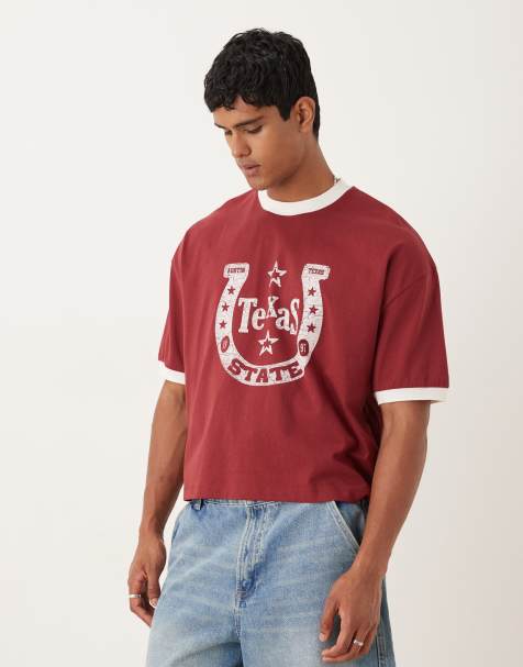 Camiseta corta rojo óxido extragrande con estampado gráfico de herradura de ASOS DESIGN - view 1