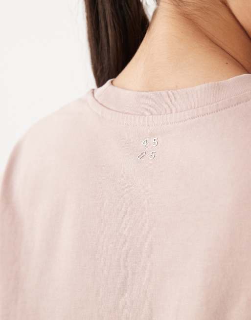 Camiseta corta rosa lavado de tejido grueso de secado rápido de algodón Icon de 4505, 3 de 4
