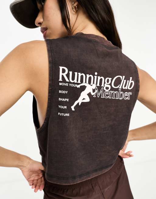 Camiseta corta sin mangas con acabado lavado y estampado gráfico 