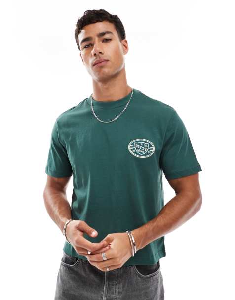 Camiseta corta verde con bordado deportivo de ASOS DESIGN - view 1
